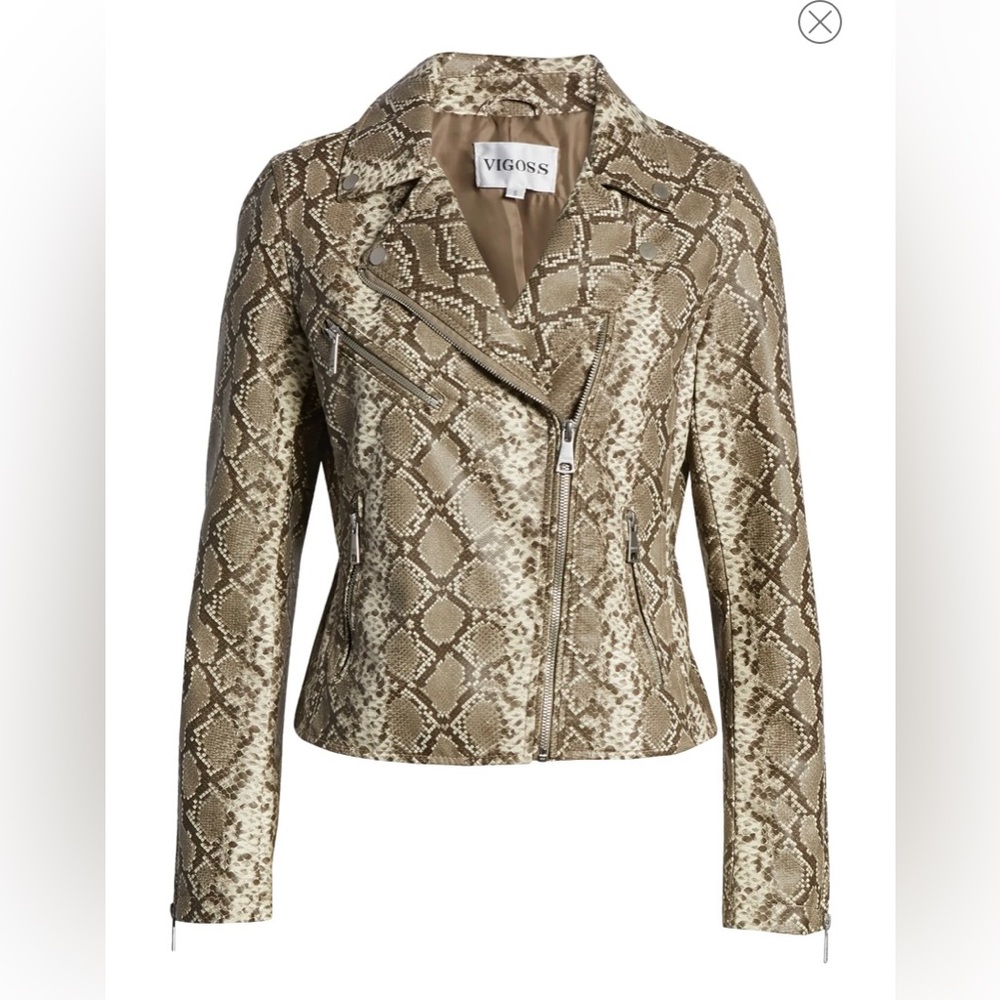 NWT VIGOSS Faux Leather Snakeskin Moto Jacket - Picture 4 of 12